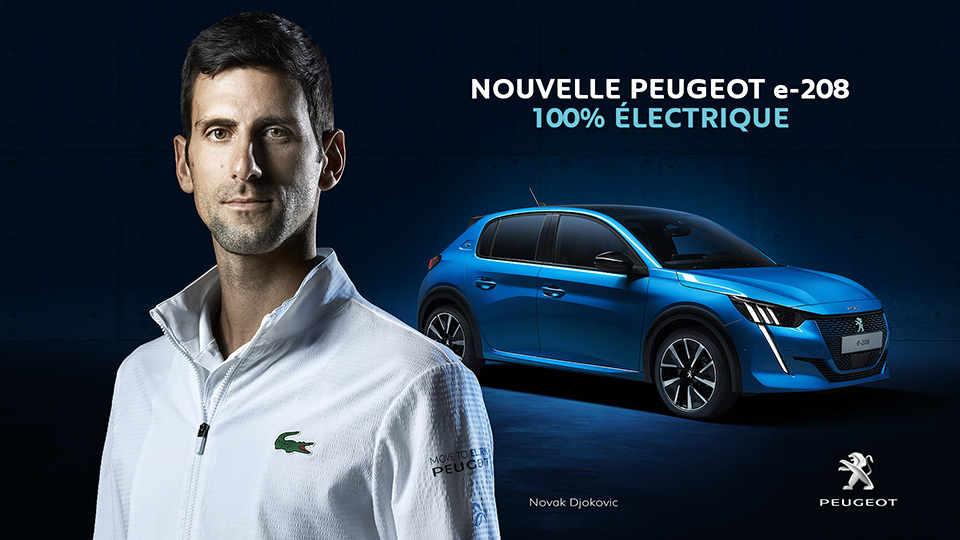 Peugeot e-208 : nouvelle publicité TV avec Novak Djokovic ! (2020)