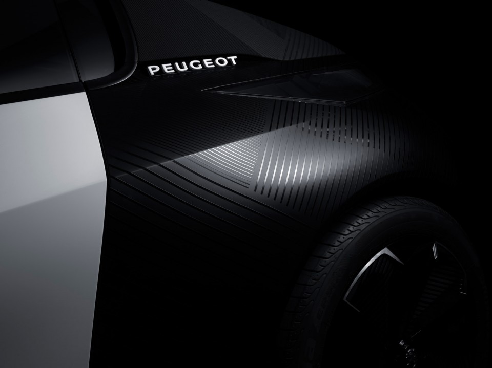 Photo détail aile arrière noire mate Peugeot Fractal Concept C