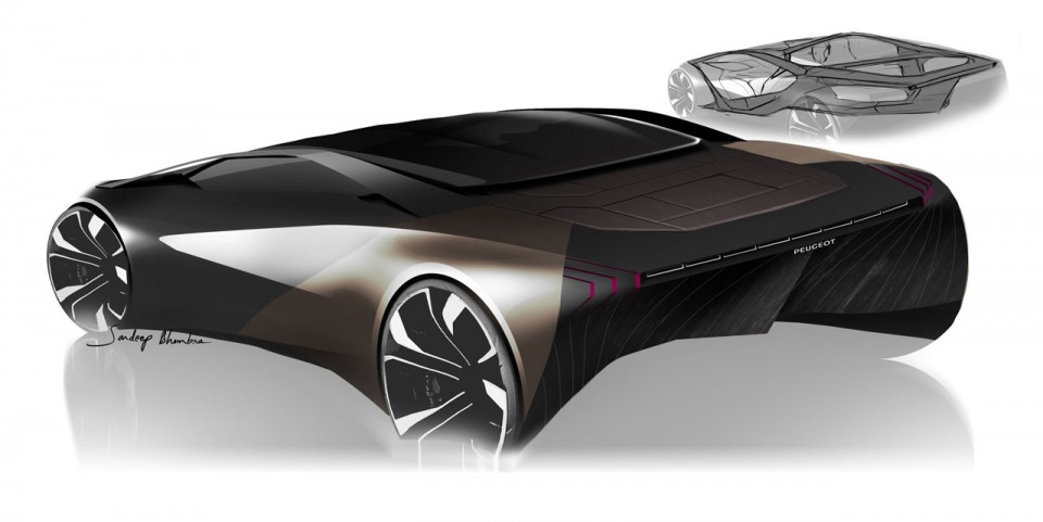 Photo sketch 3/4 arrière Peugeot Onyx Concept Car (2012) - 1-040