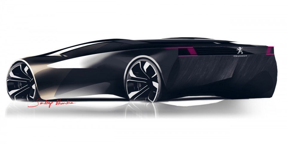 Photo sketch 3/4 arrière Peugeot Onyx Concept Car (2012) - 1-042