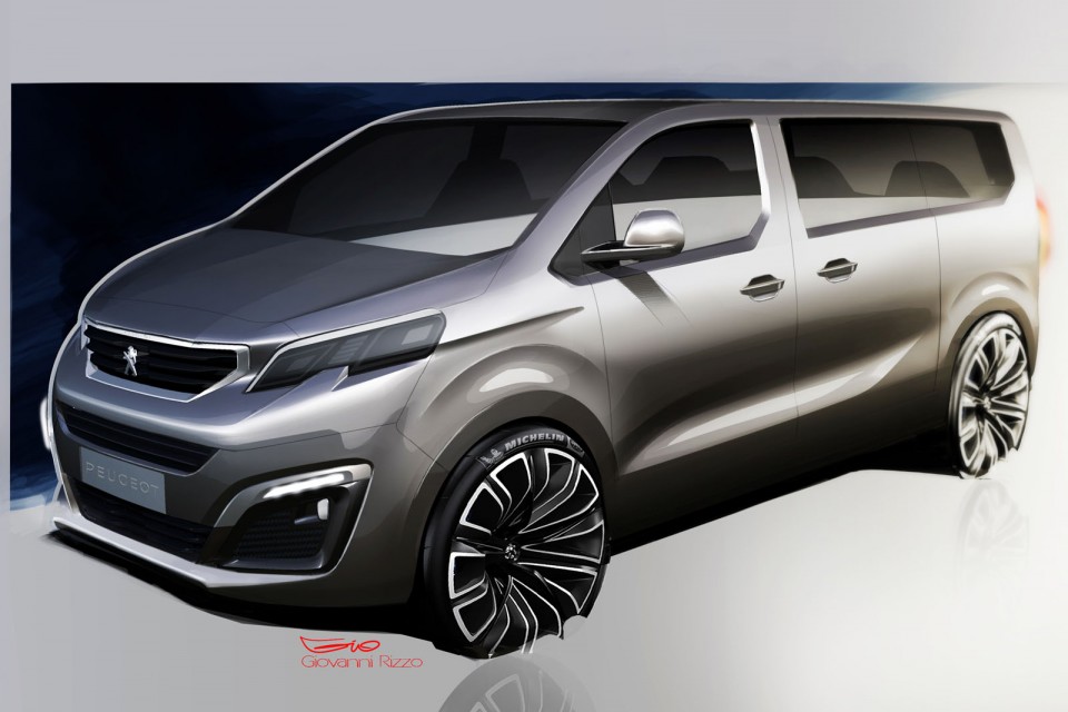 Design sketch officiel Peugeot Traveller i-Lab Concept (2016)