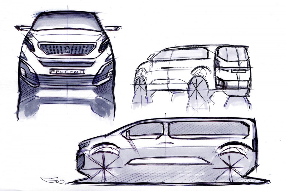 Croquis officiel Peugeot Traveller i-Lab Concept (2016)