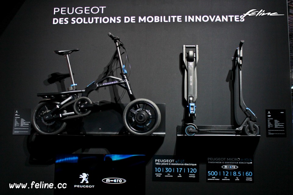 Photo Peugeot e-Bike eF01 et e-Kick - Salon de Paris 2016