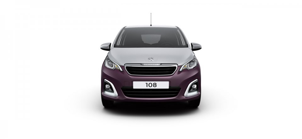 Photo face avant Peugeot 108 I bi-colore Gris Gallium / Red Purple