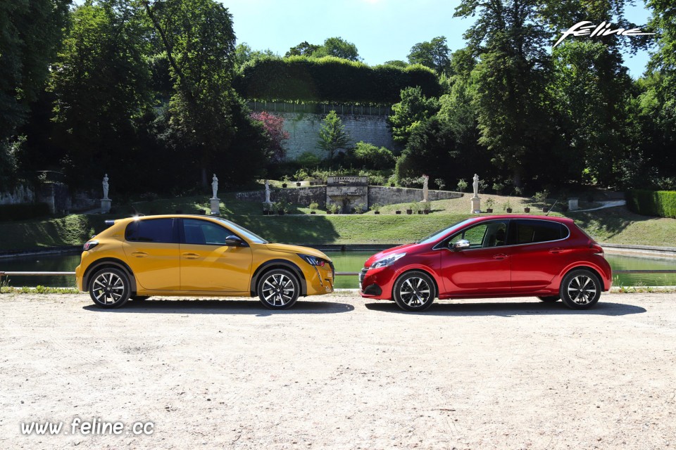 Photo comparatif profil Peugeot 208 I Allure et Peugeot 208 II G