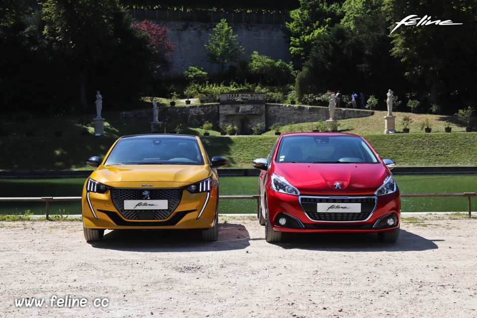 Photo comparatif face avant Peugeot 208 I Allure et Peugeot 208