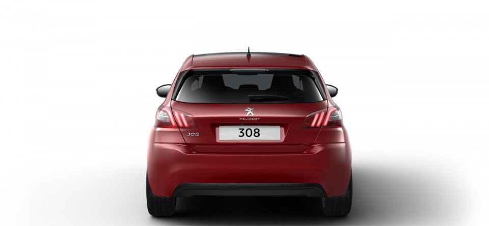 Photo vue arrière Peugeot 308 II Rouge Rubi - 04