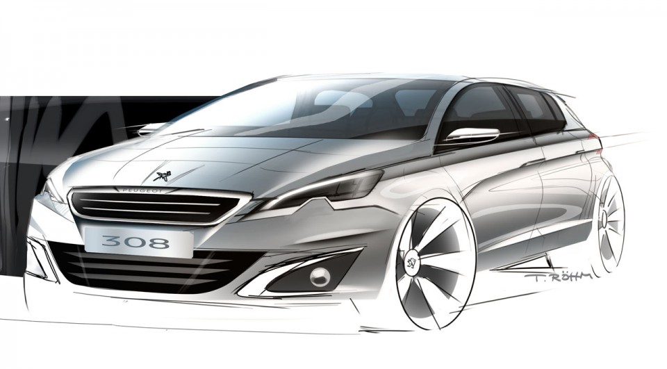 Photo sketch 3/4 avant Peugeot 308 II - 2-132