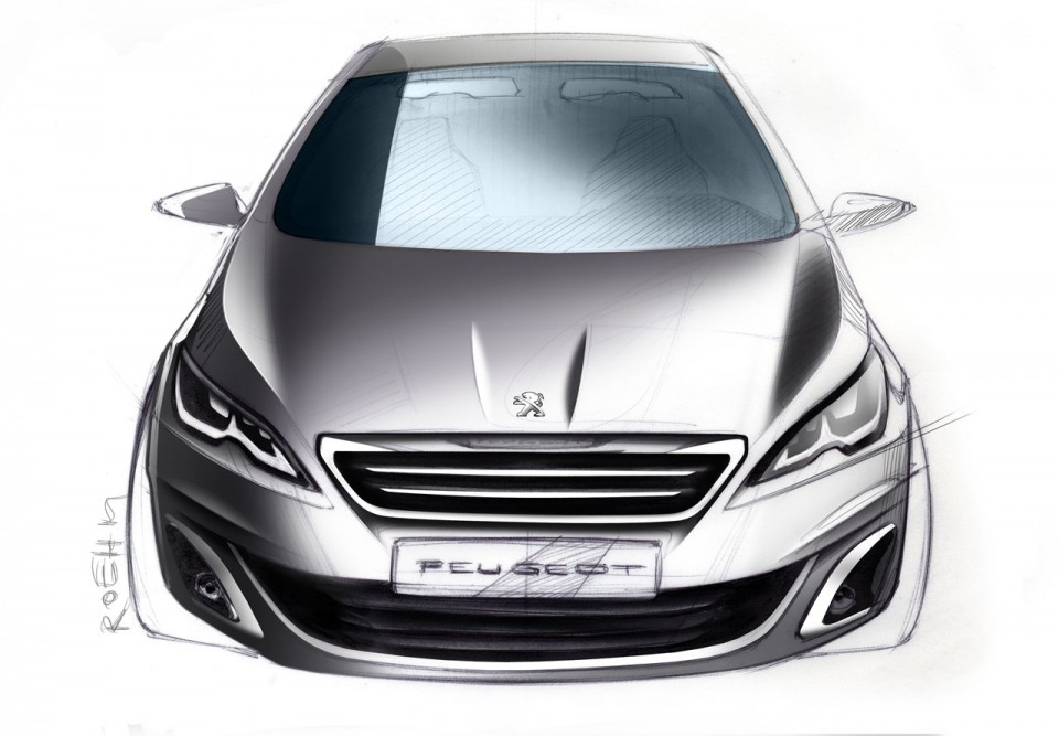 Photo sketch face avant Peugeot 308 II - 2-134