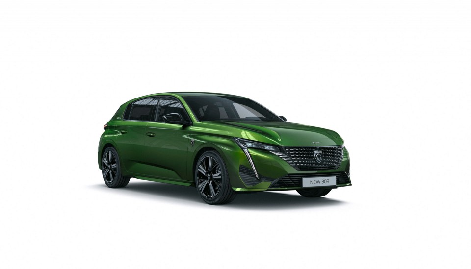 Photo 3/4 avant Peugeot 308 III Vert Olivine (2021)